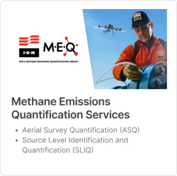 Methane Emissions Quantification Services button with the following services bullet pointed Aerial Survey Quantification (ASQ) and Source Level Identification and Quantification (SLIQ)